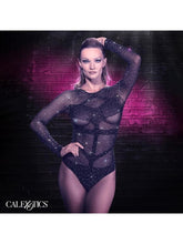 Radiance Long Sleeve Mesh Bodysuit With Thong Teddies and Bodysuits